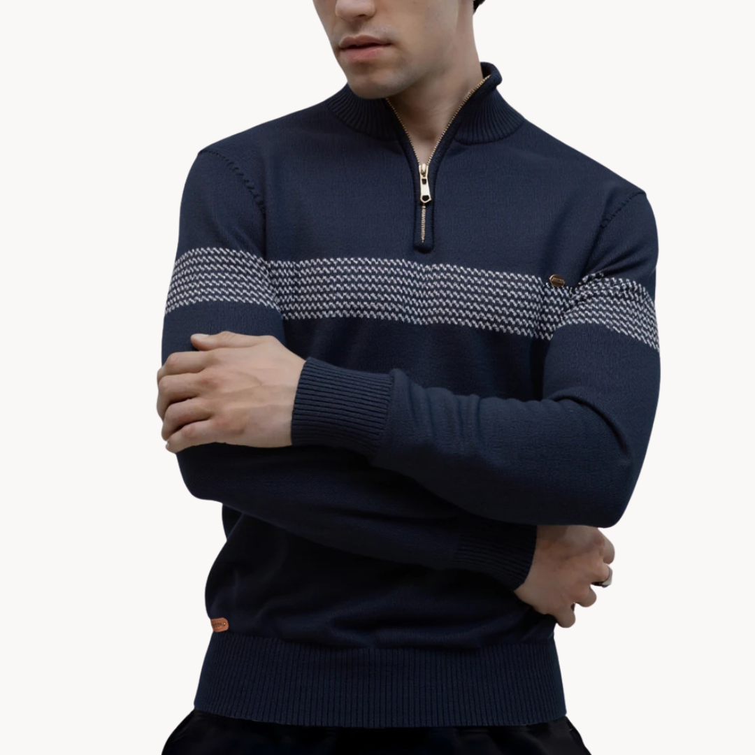 Durham Heritage Stripe Men Half Zip Sweater