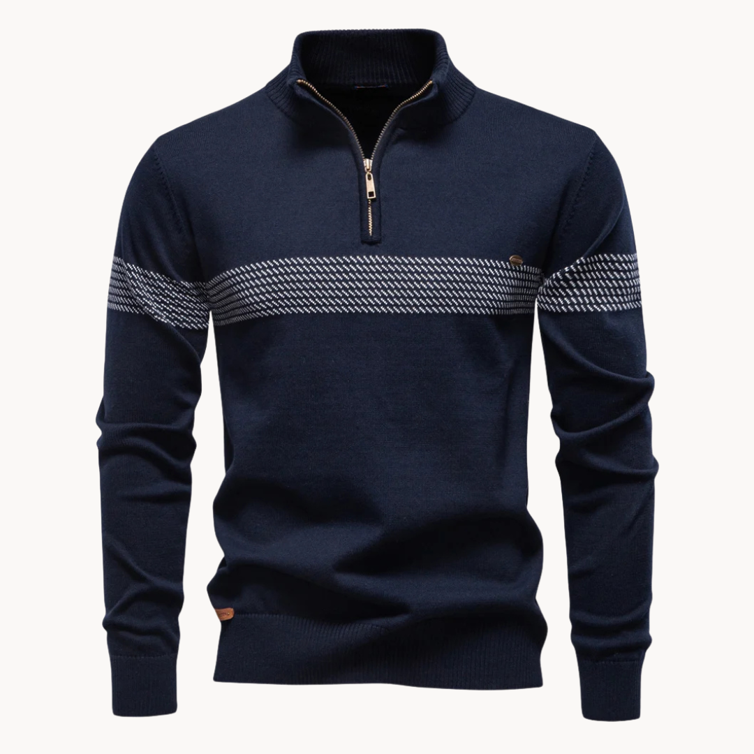 Durham Heritage Stripe Men Half Zip Sweater
